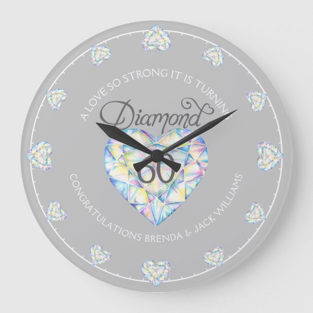 A love so strong diamond wedding 60th large clock (Front)