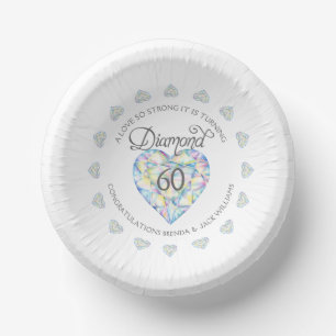 A love so strong diamond wedding 60th party paper plate