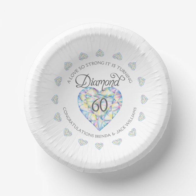 A love so strong diamond wedding 60th party paper plate (Front)