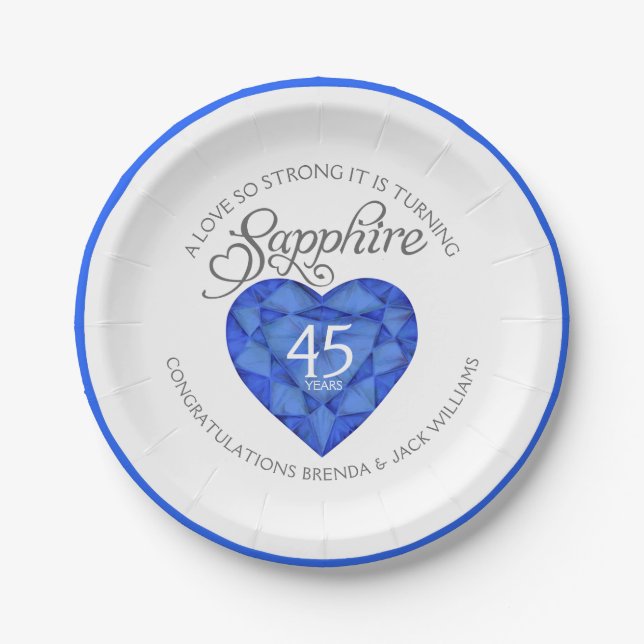 A love so strong sapphire wedding party plates (Front)