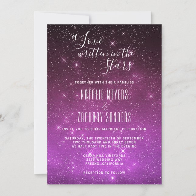A Love Written in the Stars Celestial Wedding Invitation (Front)