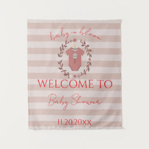 A lovely baby shower design with classic stripes tapestry