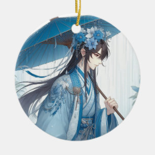 A Lovely Chinese Lord (Oriental Manga Style) Ceramic Tree Decoration