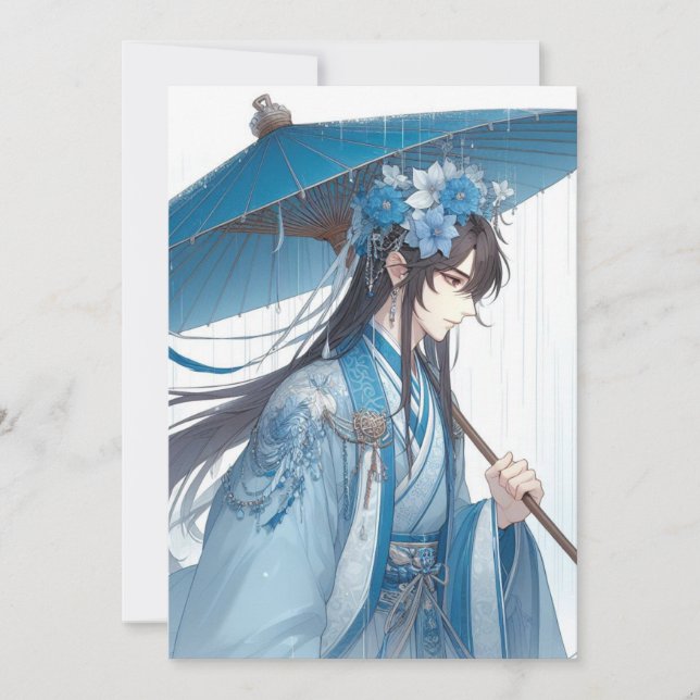 A Lovely Chinese Lord (Oriental Manga Style) Invitation (Front)