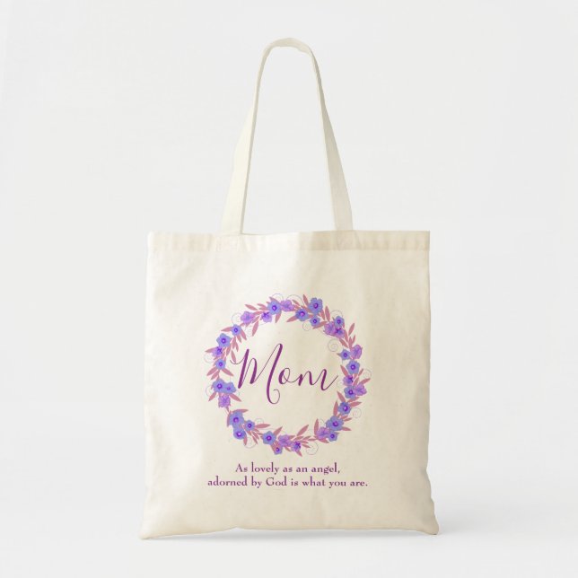 A lovely gift for mum floral wreath tote bag (Front)