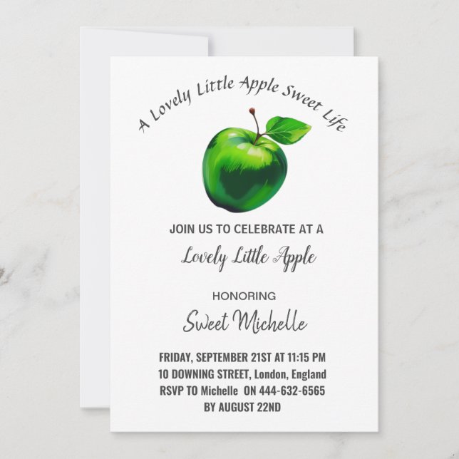a lovely little apple sweet life Invitation (Front)