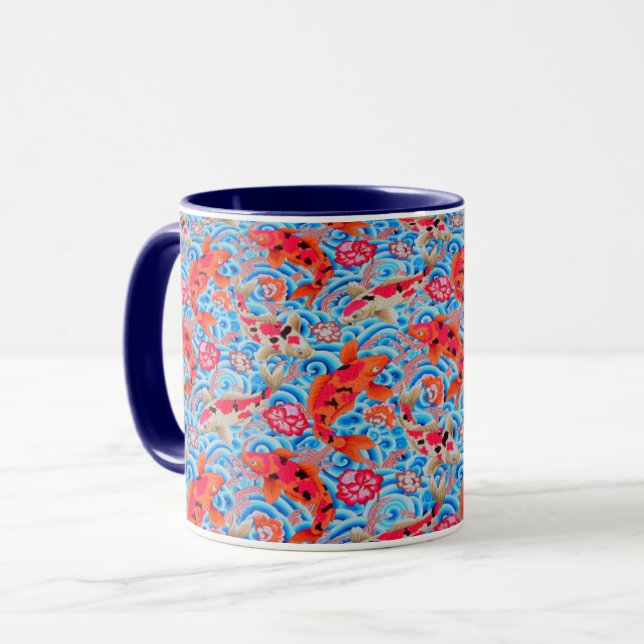 A Lovely Philip Jacobs Fabric Leaping Carp Mug (Front Left)