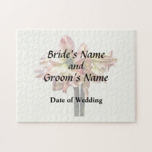 A Lovely Pink and White Amaryllis Wedding Products Jigsaw Puzzle