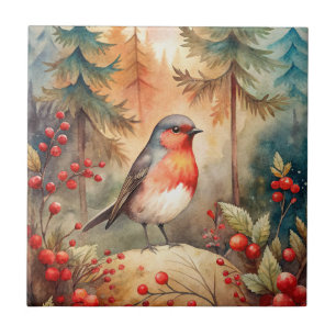 A lovely Robin in Autumn Tile