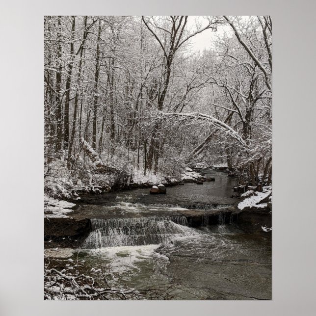 A Lovely Snowy Waterfall Poster (Front)