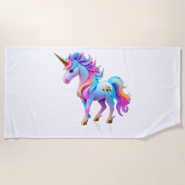 A Lovely Unicorn Sticker 1 Beach Towel (Front)