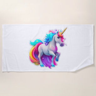 A Lovely Unicorn Sticker 2 Beach Towel