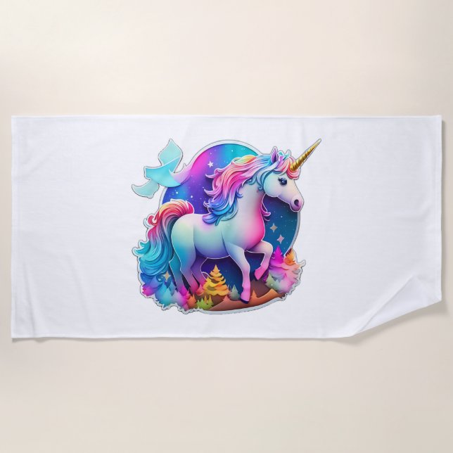 A Lovely Unicorn Sticker  Beach Towel (Front)