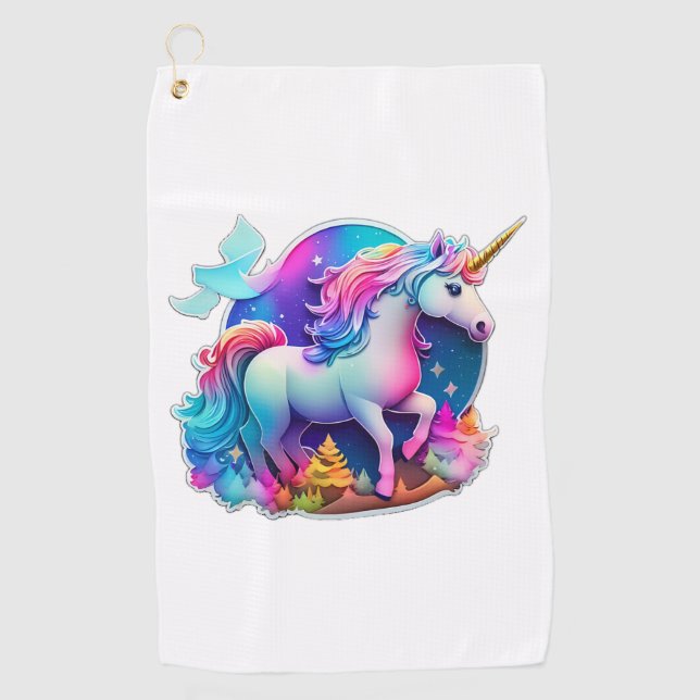A Lovely Unicorn Sticker  Golf Towel (Front)