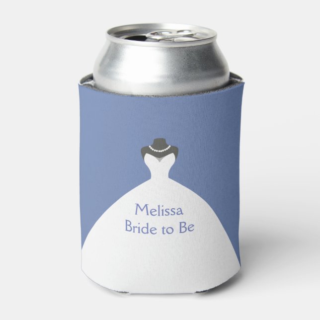 A lovely wedding gown bridal shower can cooler (Can Front)