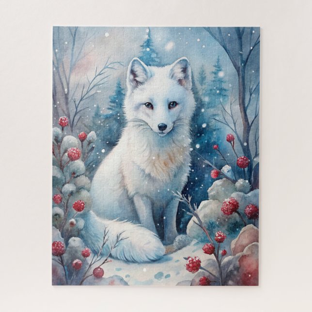 A Lovely White Fox in Winter Jigsaw Puzzle (Vertical)