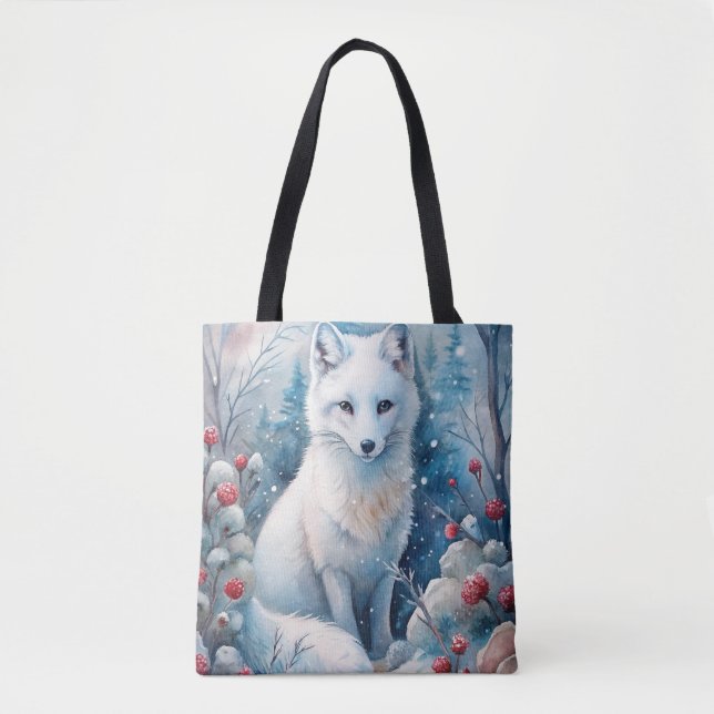 A Lovely White Fox in Winter Tote Bag (Front)