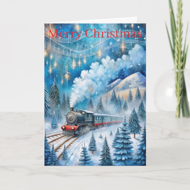 A Lovely Winter Scene With train Holiday Card (Front)