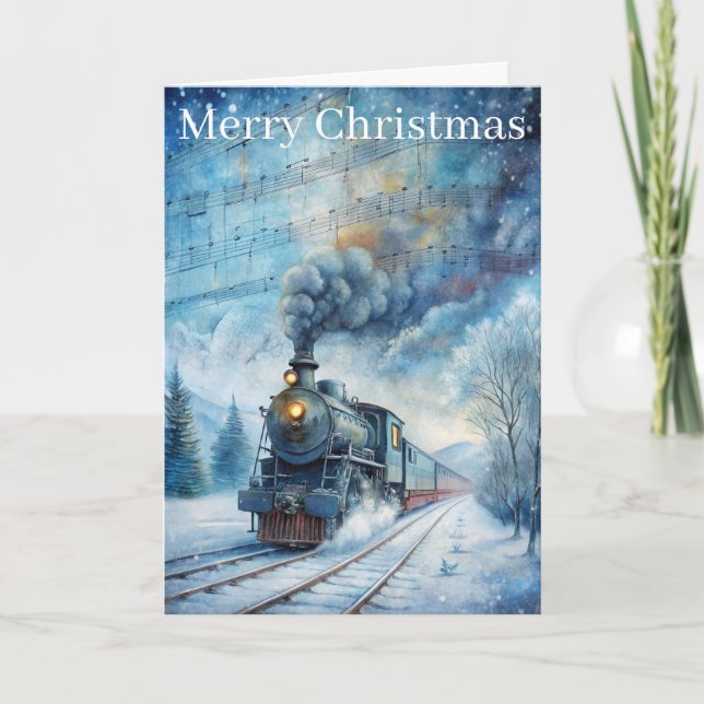 A Lovely Winter Scene With train Holiday Card (Front)