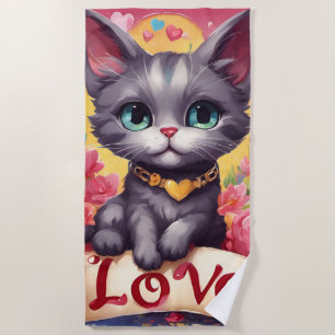 A loving cat beach towel