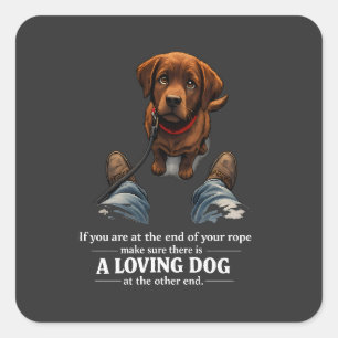 A loving dog is needed if at the end of your rope square sticker