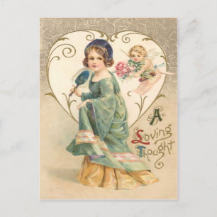 A Loving Thought Vintage Valentine Postcard
