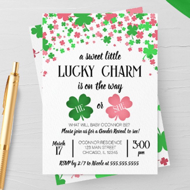 A Lucky Charm, St Patricks Day Gender Reveal Party Invitation (Creator Uploaded)