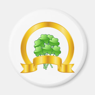 A Lucky Golden Horseshoe with green shamrocks Magnet