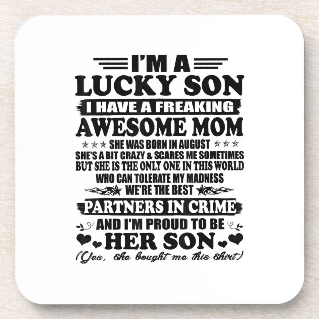 A Lucky Son Have A Freaking Awesome Mum Coaster (Front)