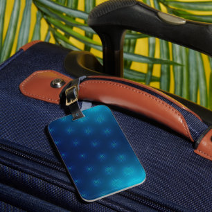 A luggage tag with a blue gradient design