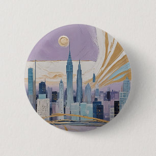 A Lunar Cityscape 6 Cm Round Badge
