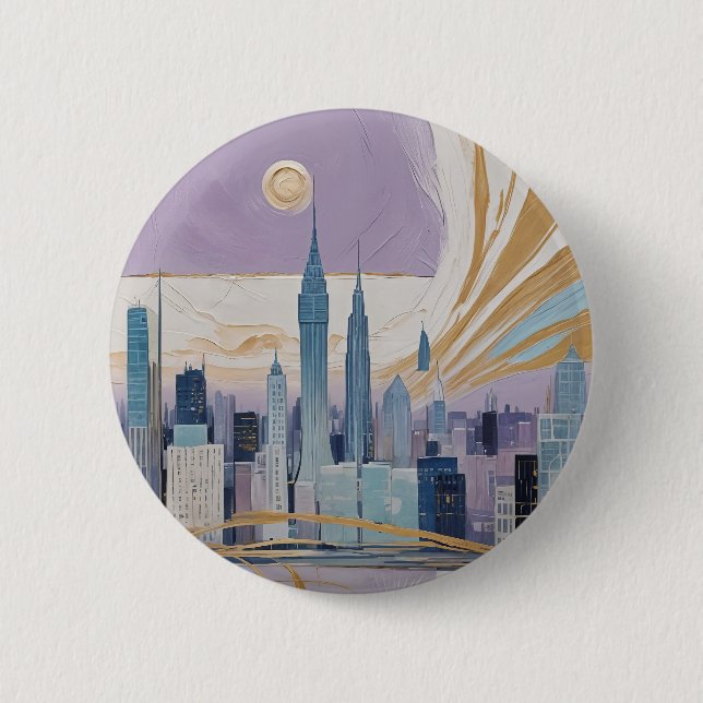 A Lunar Cityscape 6 Cm Round Badge (Front)