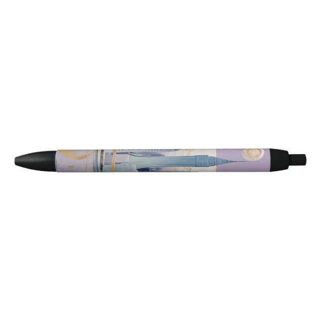 A Lunar Cityscape Black Ink Pen (Front)