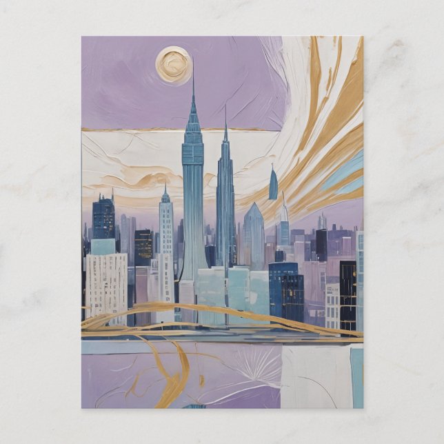 A Lunar Cityscape Holiday Postcard (Front)