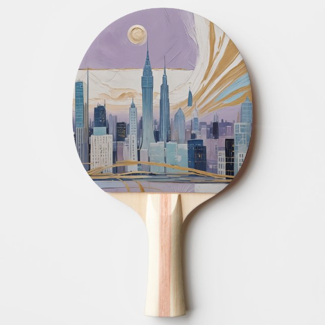 A Lunar Cityscape Ping Pong Paddle (Front)
