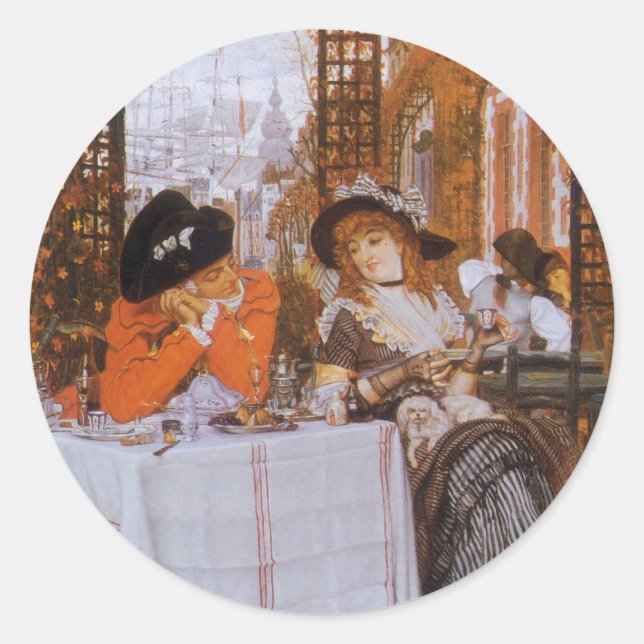 A Luncheon (Le Dejeuner) by James Tissot Classic Round Sticker (Front)