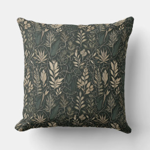 A lush forest at night cushion