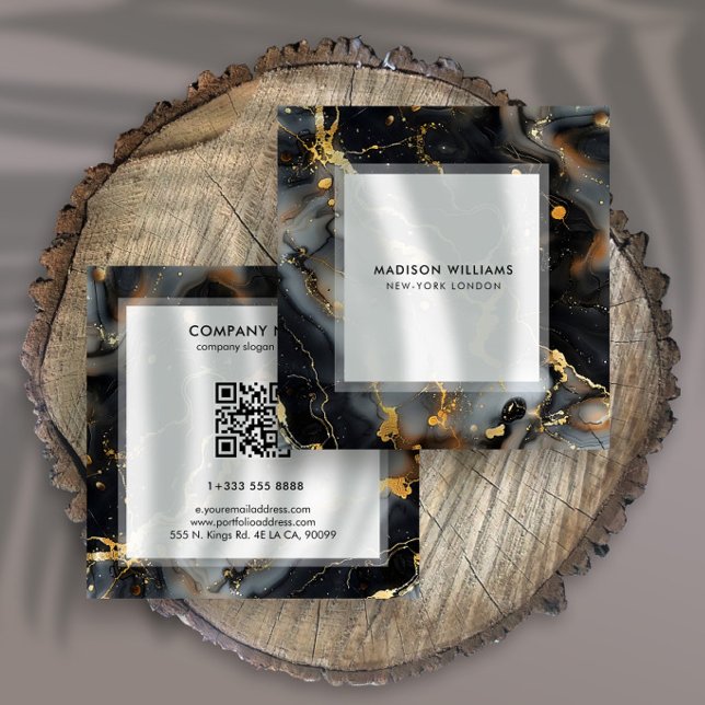 A luxurious black marble background square business card (Creator Uploaded)