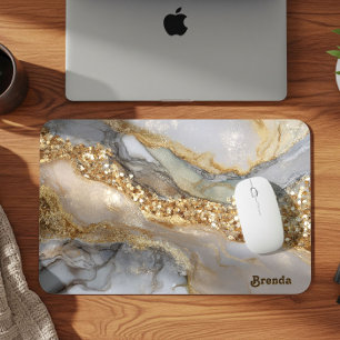 A luxurious gold and white marble background mouse mat