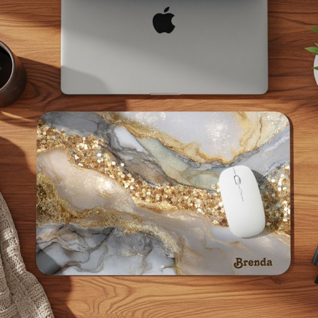 A luxurious gold and white marble background mouse mat (Creator Uploaded)