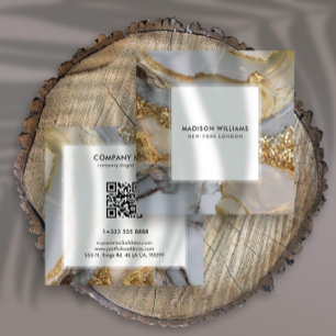 A luxurious gold and white marble background square business card