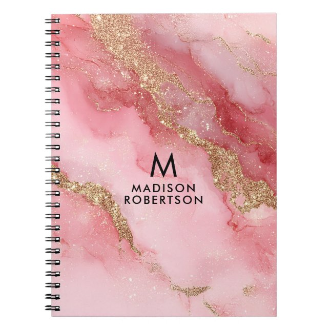 A luxurious pink marble background notebook (Front)