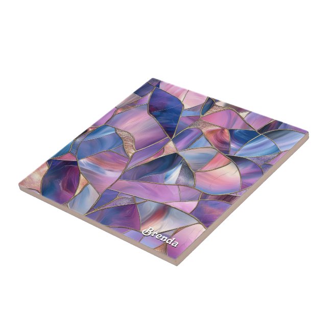 A luxurious Purple Tones Stained Glass Pattern Tile (Side)