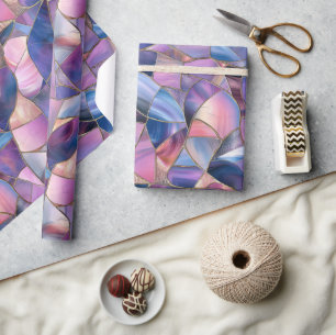 A luxurious Purple Tones Stained Glass Pattern Wrapping Paper