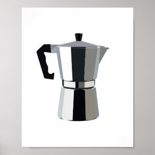 A macchinetta illustration Italian espresso coffee Poster