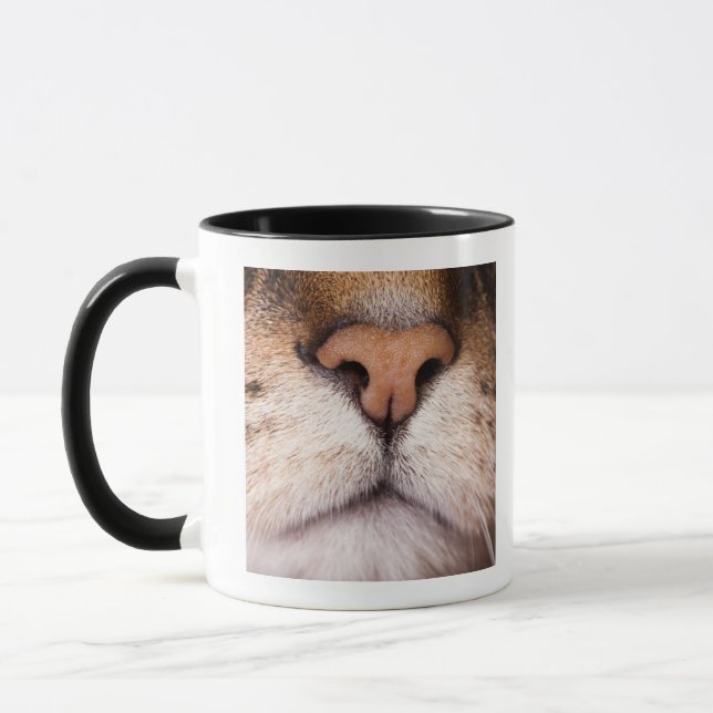A macro image of a cat's nose and mouth. mug (Left)