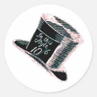 A Mad Hatter Hat in Black with Pink Tint Classic Round Sticker