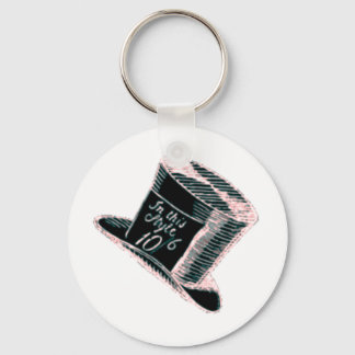 A Mad Hatter Hat in Black with Pink Tint Key Ring
