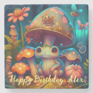 A magic frog in a magic forest stone coaster