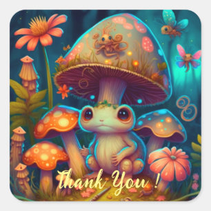 A magic mushroom frog   square sticker
